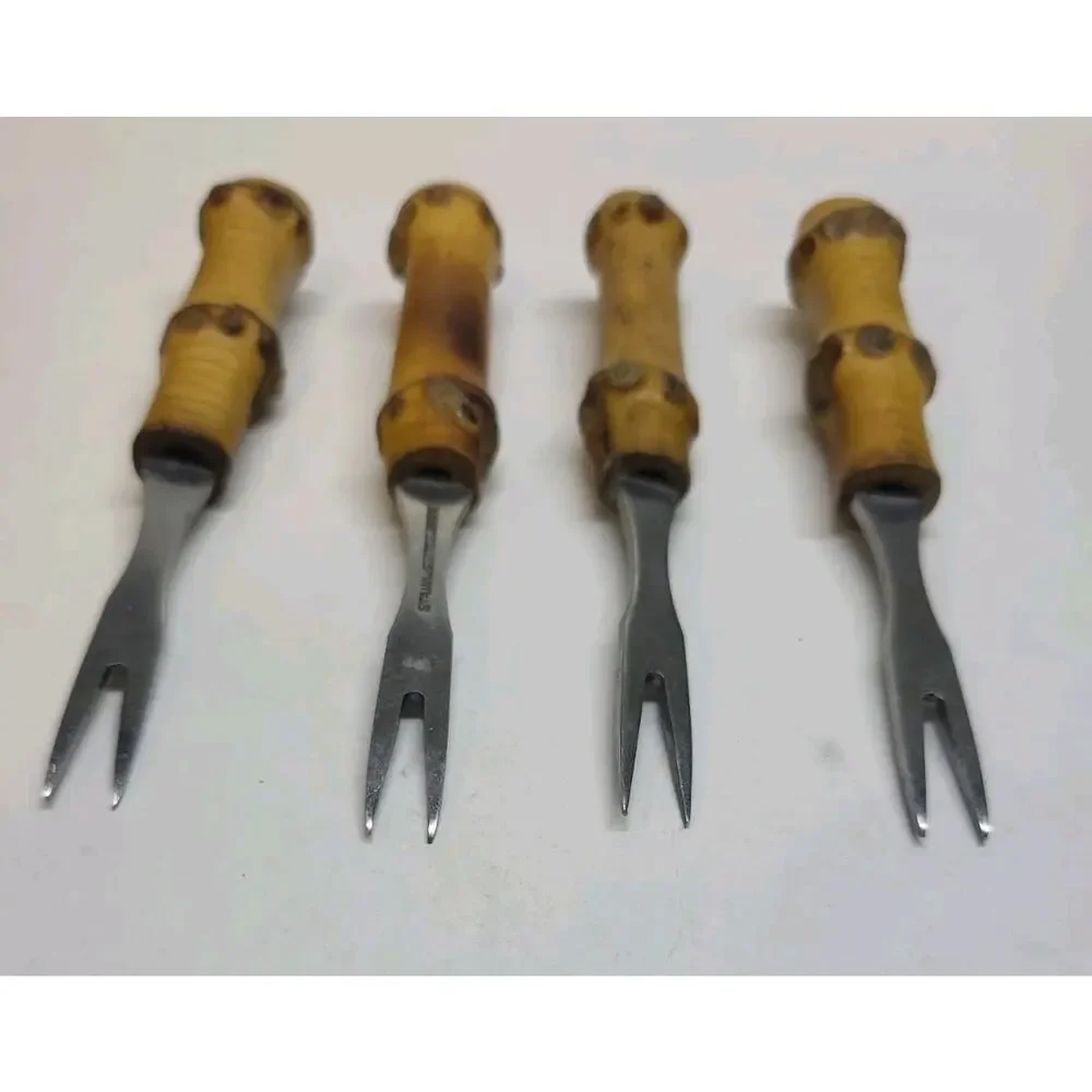 SET OF 4 SEKI HAMONO KK Bamboo Tiki Cocktail Forks Vintage Japan Replacements